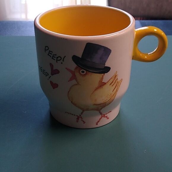 Arlington Designs Yellow Chick Peep! Peep! White/Yellow Mug Cottagecore  Country - Picture 1 of 6